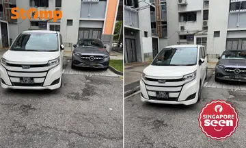 Driver parks car halfway in Clementi carpark lot