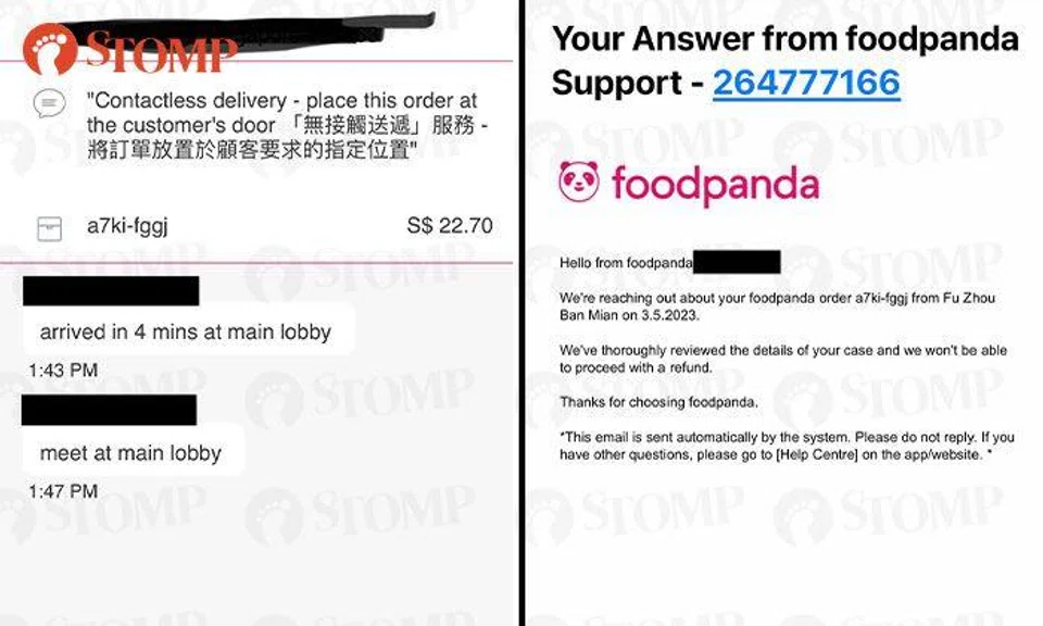 Woman's order MIA after Foodpanda deliveryman insists she come downstairs to collect food