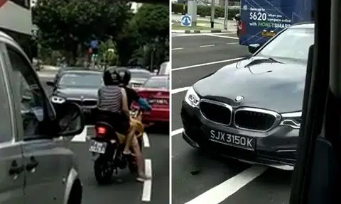 BMW driver goes against traffic at Alexandra Road