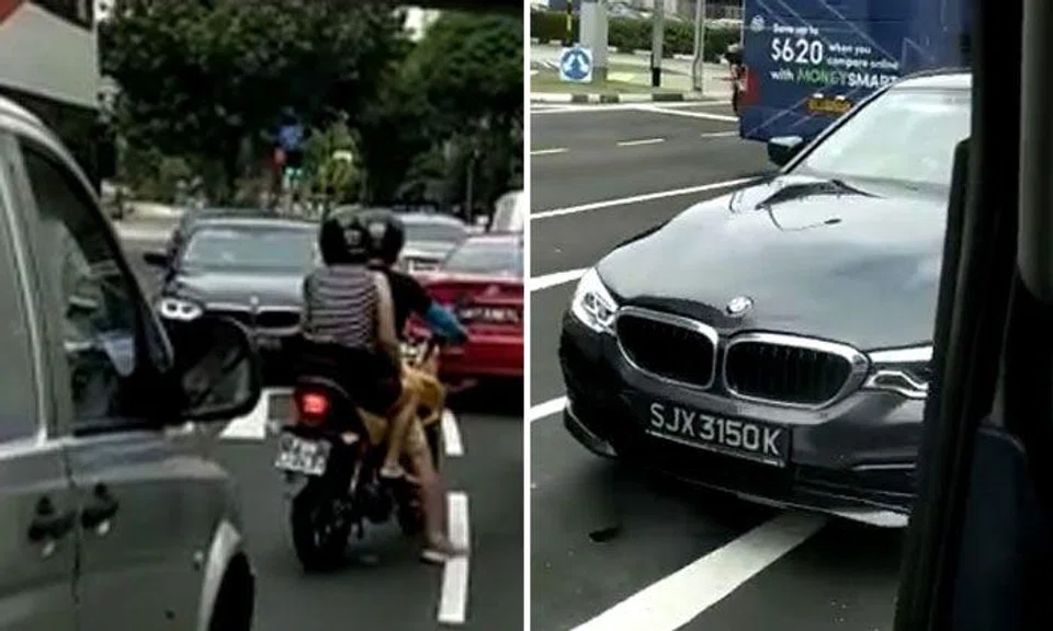 BMW driver goes against traffic at Alexandra Road
