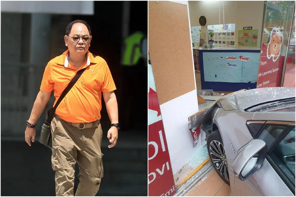 Henry Lee Khiam Beng, 63, had accelerated into the glass wall of Maple Bear Preschool at Midview City in Sin Ming Lane while trying to park.
