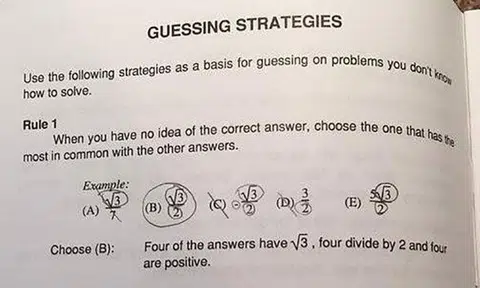 Listen up kids, this is the best way to guess answers to questions you can't solve!