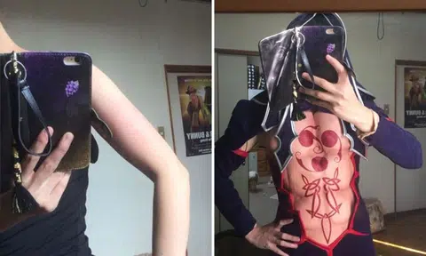 Japanese cosplayer uses push-up bras to bring her creation to life