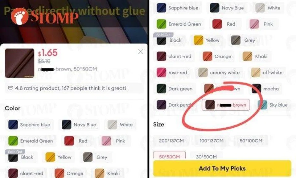 A Lazada product listing using the N-word to describe a colour option has been removed by the e-commerce platform.