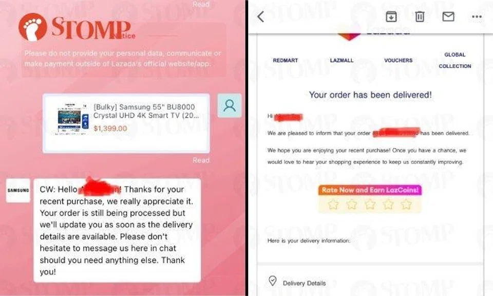 The Stomper ordered the TV from the Samsung official online store on Lazada.