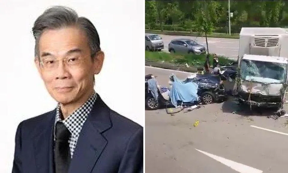 A video of the accident showed a white lorry running over a road divider and crashing into a black car travelling in the opposite direction.