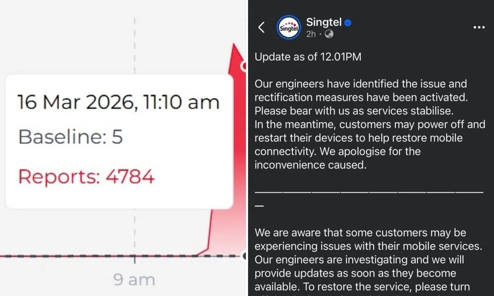 Thousands of Singtel users report service outage, telco activates ‘rectification measures’