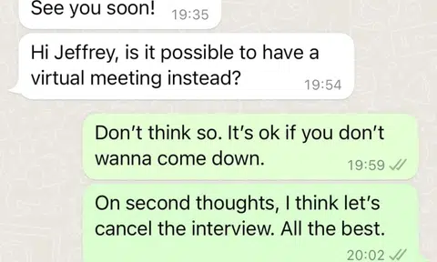 'Boomer' employer cancels job interview after internship seeker asks for virtual meeting