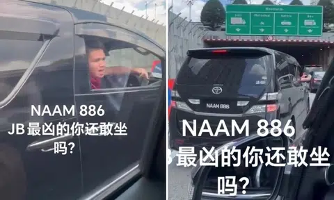 Driver gives the finger, yells vulgarities as he cuts in front of another at Woodlands Checkpoint