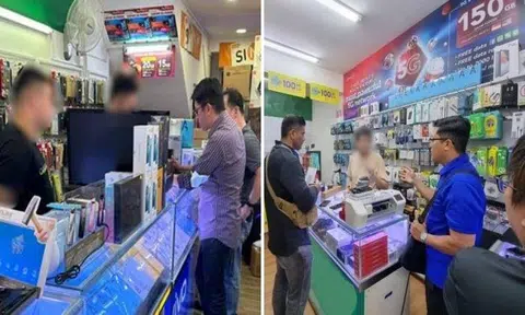 Eight handphone shops in Whampoa, Toa Payoh, Woodlands, Tuas and Pioneer Road were raided by the Commercial Affairs Department in a 24-hour operation conducted on March 30 and 31.