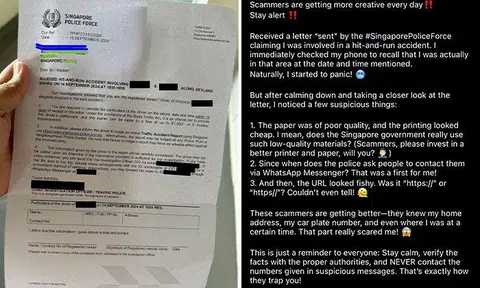 Car owner mistakenly thinks Traffic Police hit-and-run letter is a scam