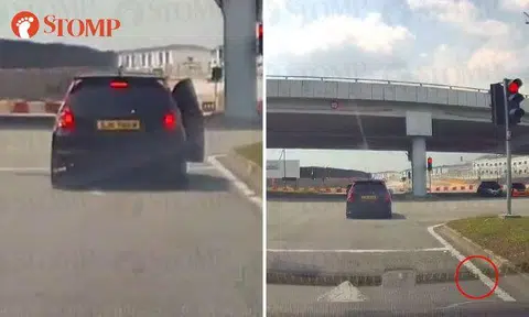 S'pore car driver tosses rubbish out of vehicle and runs red light in Johor