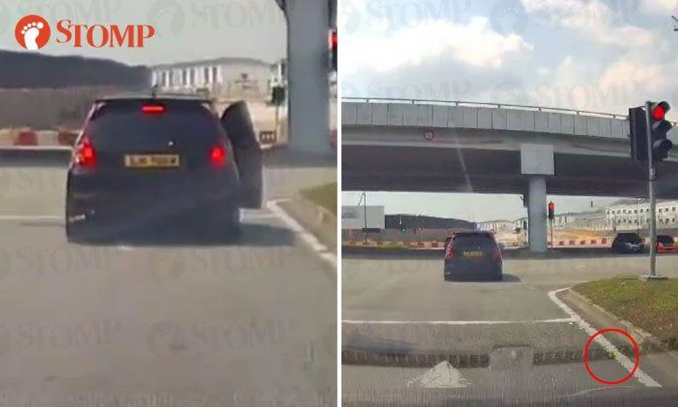 S'pore car driver tosses rubbish out of vehicle and runs red light in Johor