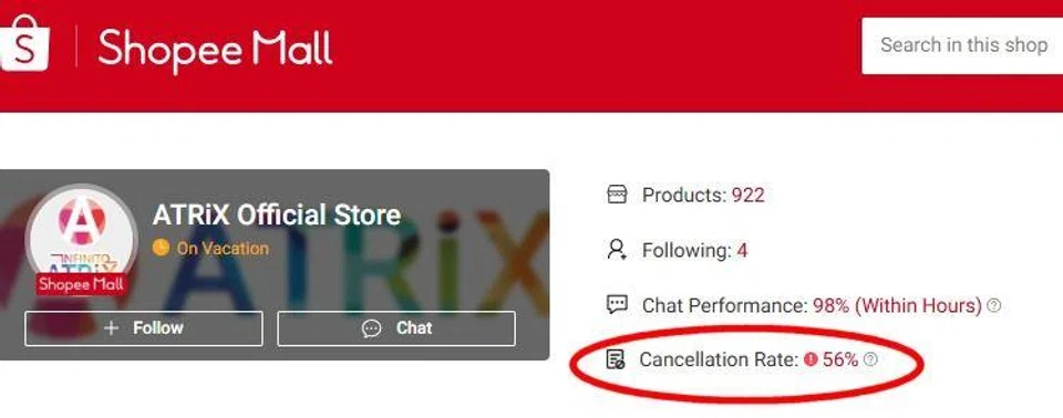 Atrix official store on Shopee 