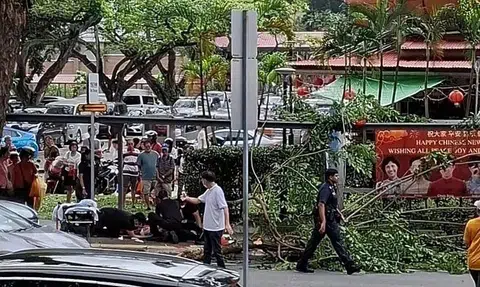 The incident occurred in front of the Redhill Market and Food Centre, reported Shin Min Daily News. 