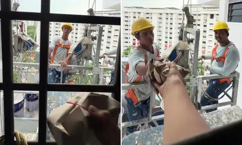 Bedok Reservoir resident surprises workers painting his block outside his window with nasi lemak