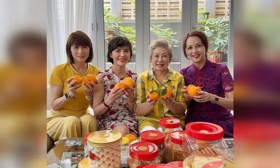 Local actresses (from left) Pan Lingling, Zoe Tay, Jin Yinji and Aileen Tan gathered at Jin's place on the first day of Chinese New Year.