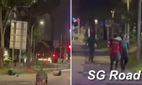 Police investigating after man allegedly throws rubbish bin onto Pasir Ris road, blocking traffic