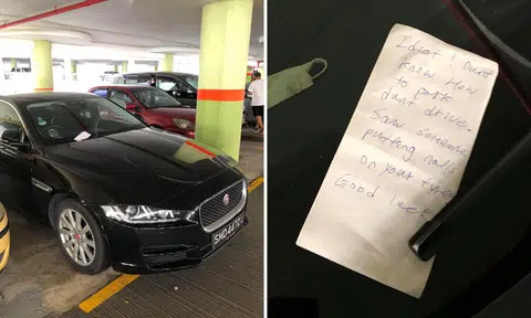 Jaguar driver gets note saying someone put nails in tyres for parking like 'idiot'