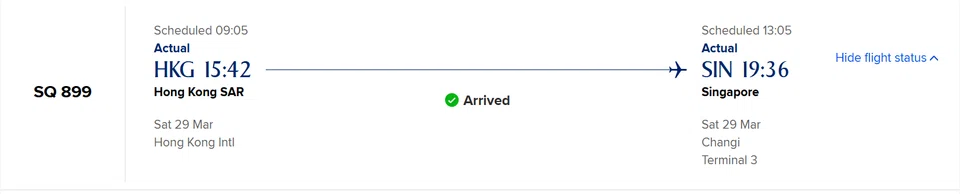 The flight was originally set for a 9.05am departure on March 29 from Hong Kong International Airport.