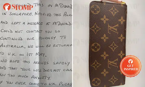 Kind British couple find Stomper's LV wallet at Bugis McDonald's, mail it to her from Australia
