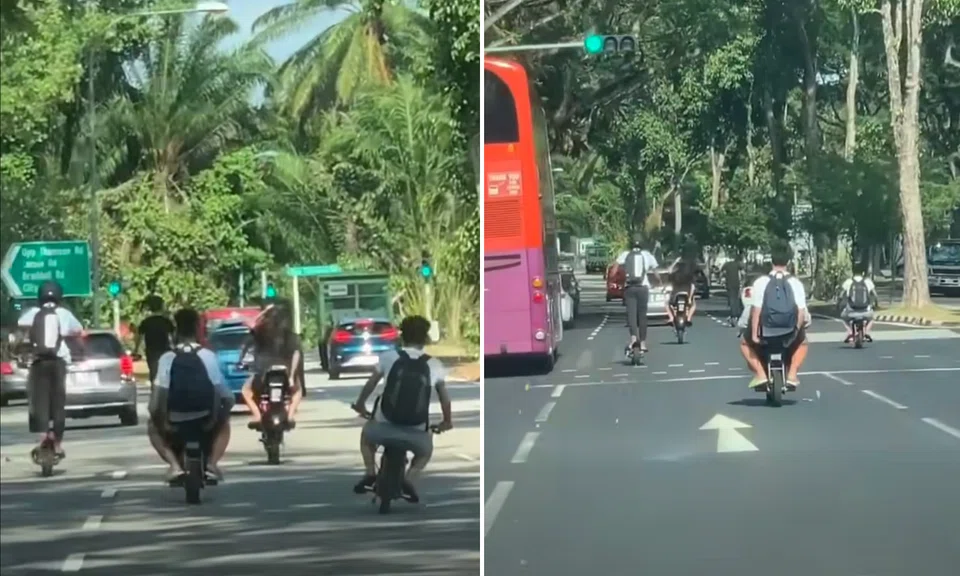 A clip of several people riding e-bikes and e-scooters on the road has riled netizens. 