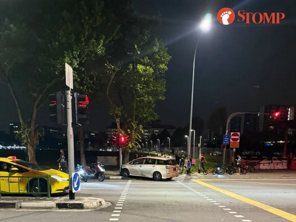 Toyota jumps kerb at pedestrian crossing