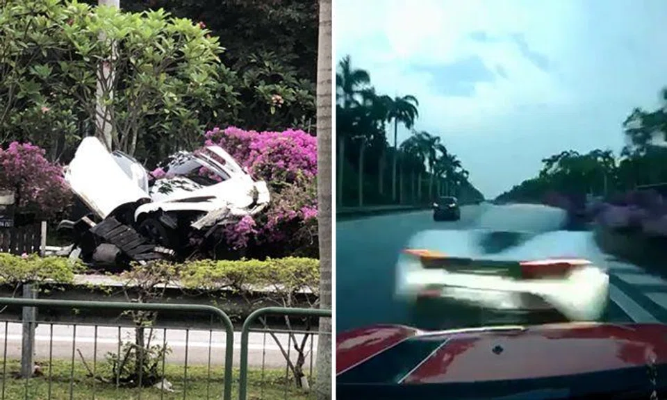McLaren mangled after crashing into ECP road divider, driver taken to hospital