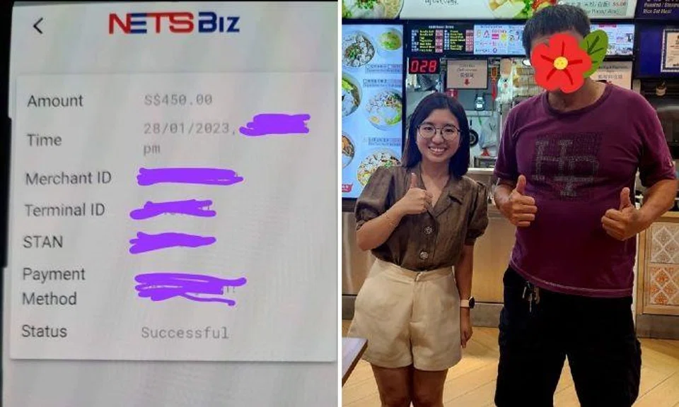 The stall has been trying to reach the customer via their Facebook page and has also contacted electronic transfer network Nets to process a refund to the customer.