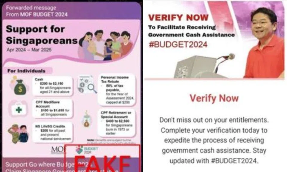 Victims would receive a Telegram message containing an infographic purportedly from the Ministry of Finance (MOF) on Budget 2024.