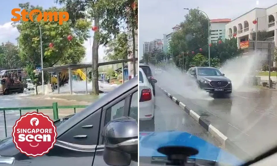 Flooding at the junction of Jurong Town Hall Road and Jurong East Avenue 1.