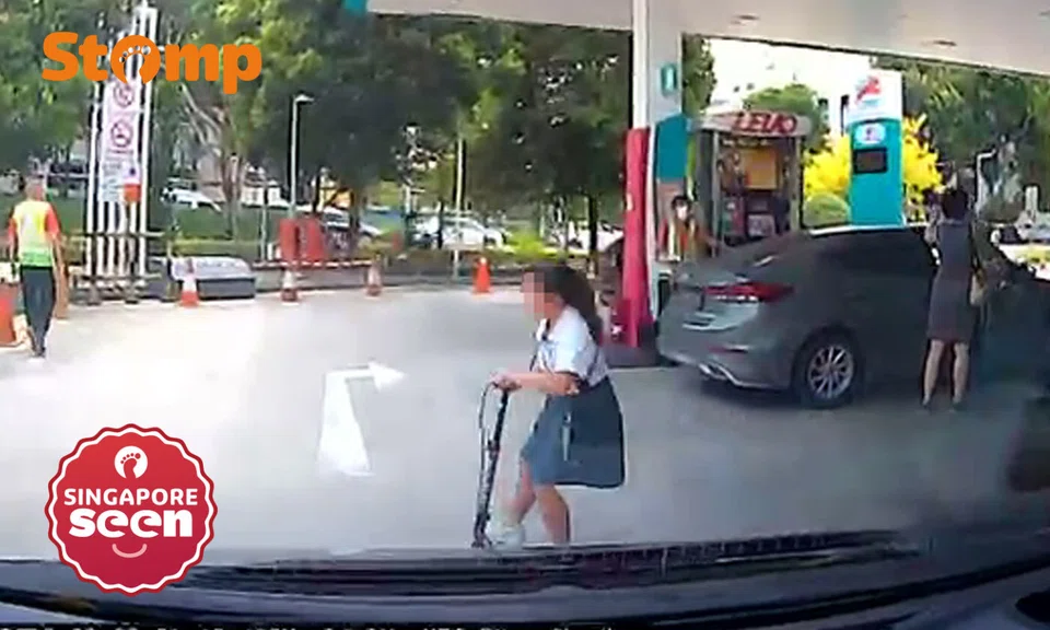 road safety, scooter incident, Tampines petrol station