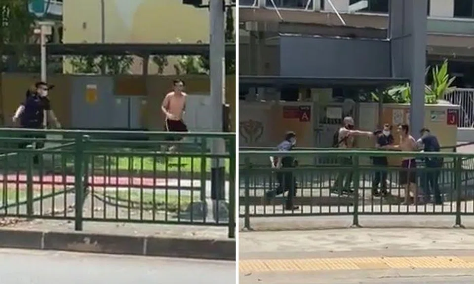 Topless man apprehended at Fernvale Road
