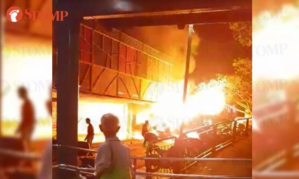 BMW car and multiple motorcycles catch fire outside Boon Lay Shopping Centre