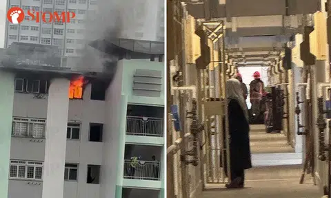 3 taken to hospital after pab battery causes fire in marsiling flat