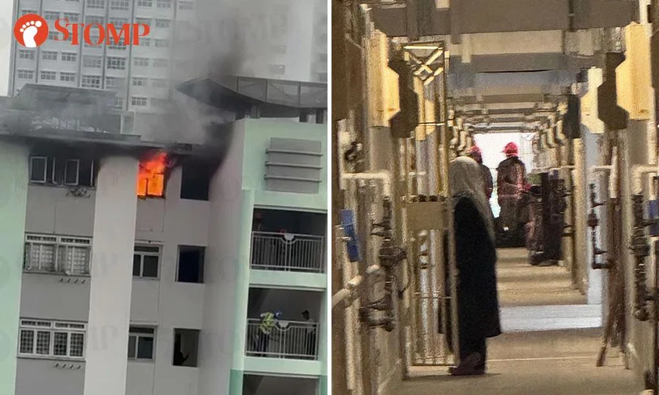 3 taken to hospital after pab battery causes fire in marsiling flat