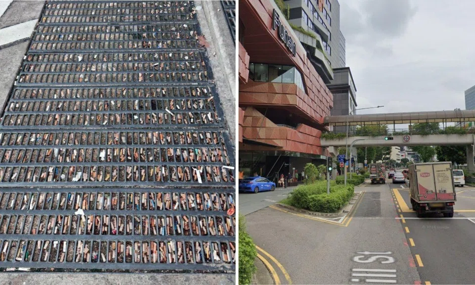 cigarette butts clog Funan smoking zone