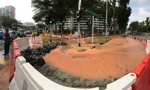 Free 'teh peng' that no one wants after water pipe leaks at Hougang Ave 3