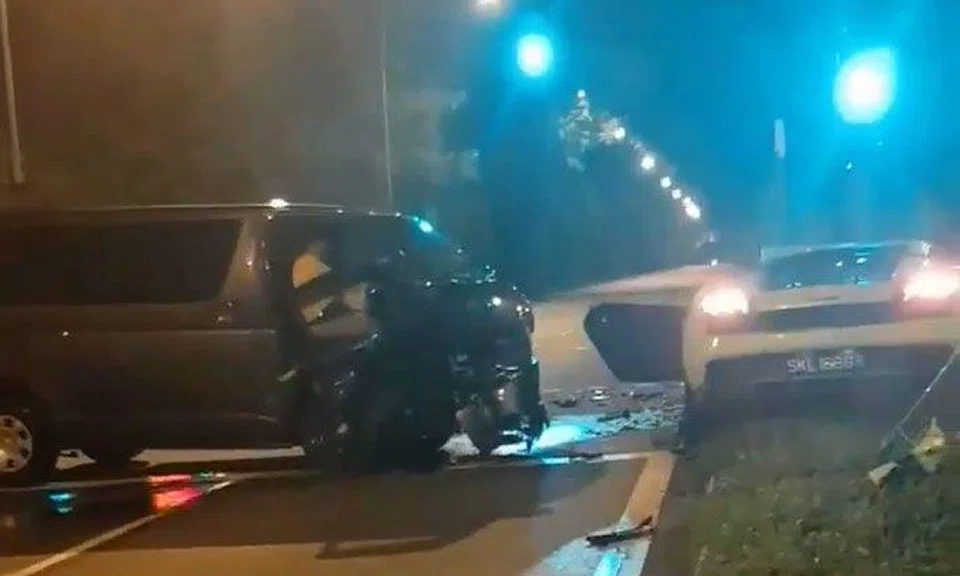 Man and woman taken to hospital after Lamborghini and van collide at Upper Thomson Road