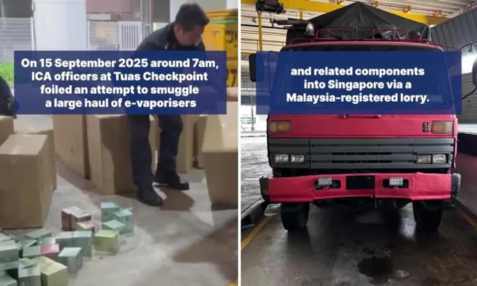 Over 18,400 vapes, 1,400 related components uncovered in lorry at Tuas Checkpoint