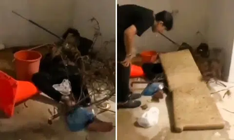 Teen boys laugh as they record themselves abusing drunk man, spit on him in Jurong void deck