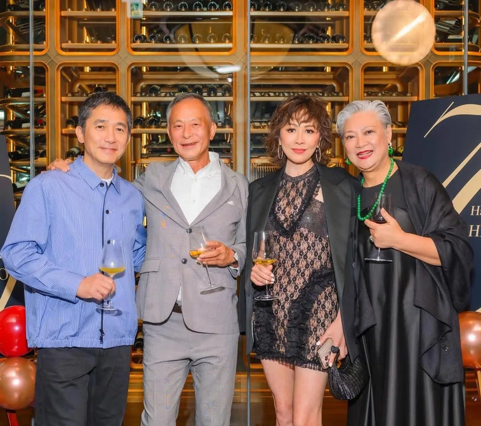 Carina Lau (second from right) posted a photo with (from left) Tony Leung Chiu Wai, Johnnie To and Wong Po Ling on social media on April 22. 