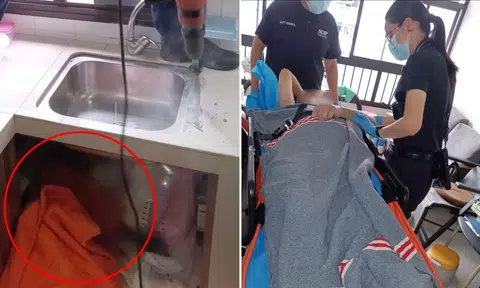 Man's entire arm stuck in drain pipe, rescuers remove kitchen sink and cabinet to free him