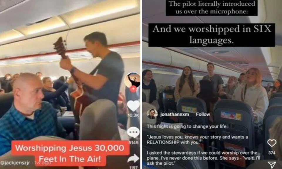 Singaporean man gets flak for strumming guitar and leading songs of worship onboard flight