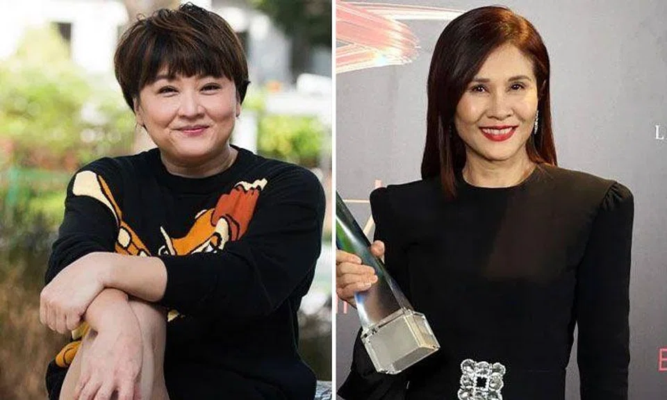 Two prominent media personalities, Chen Liping (left) and Lin Meijiao, gave Ms Soh a total of $460,000 to invest with Wu Hong. PHOTOS: LEE JIA WEN, SHIN MIN DAILY NEWS