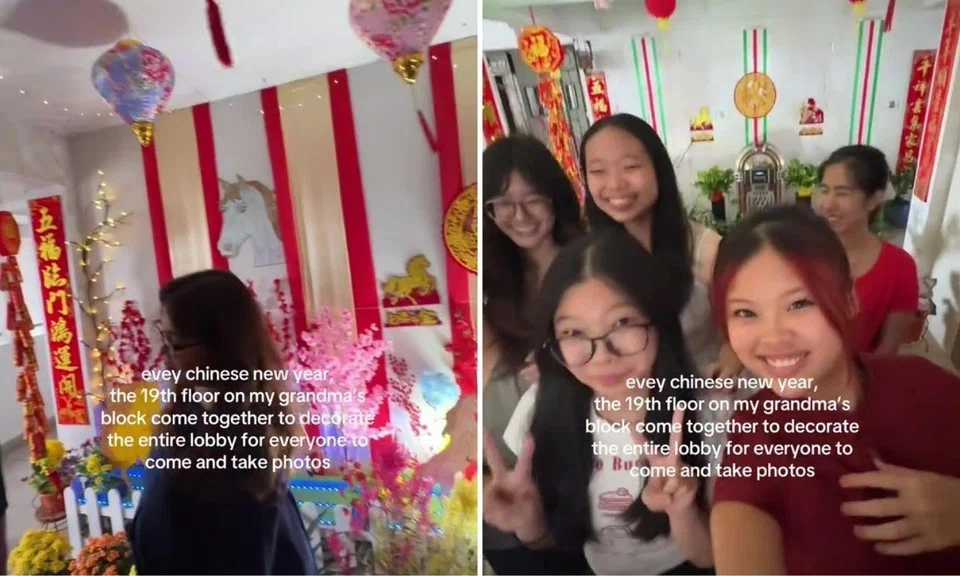 hdb neighbours decorate lift lobby for cny