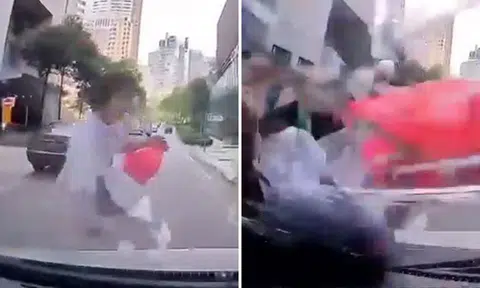 Woman gets hit by car after dashing across street near Orchard Road, shattering windshield