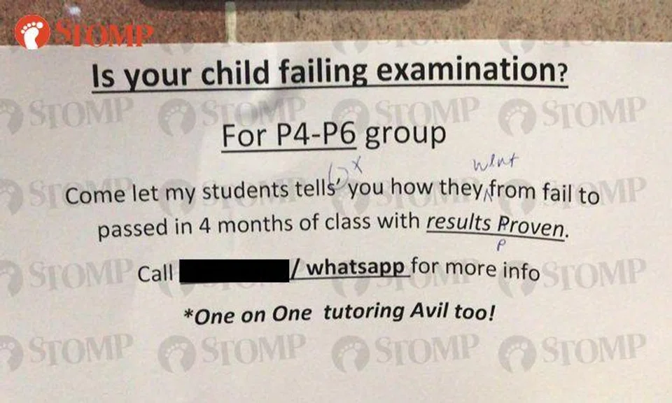 Error-filled poster offering tuition gets schooled instead at Ang Mo Kio