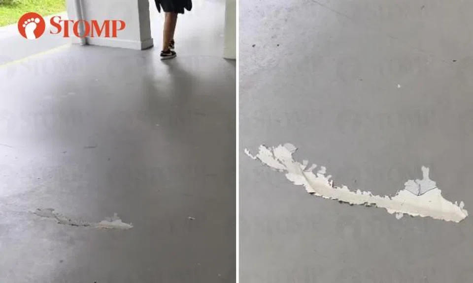 Patches on the floor at Block 308 Hougang Avenue 5.