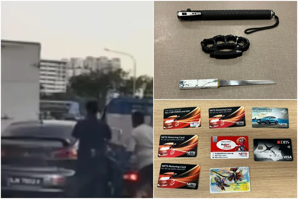 A baton, a knuckleduster, a pocket knife, a bank card and seven cash cards were among items seized from Muhammad Idris Musbah.